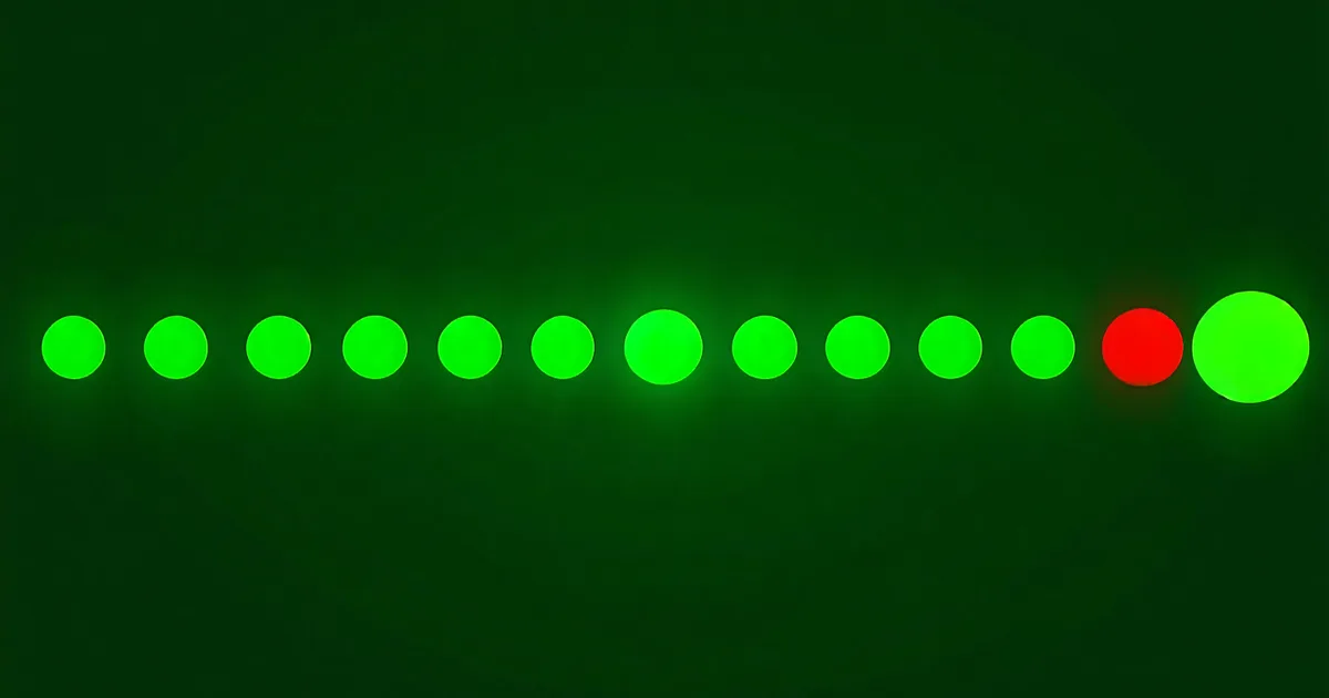 Abstract visualization of a logic error — a single misplaced element in an otherwise ordered pattern