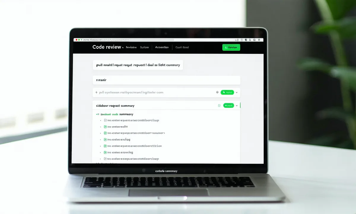 Commitloom PR review dashboard showing AI-generated pull request summary and review analytics on a laptop screen